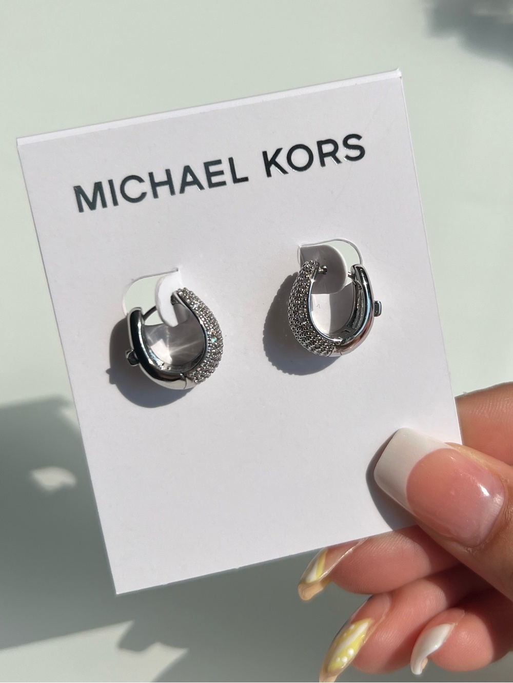 Michael Kors Precious Metal-Plated Brass Pavé Teardrop Huggie Earrings